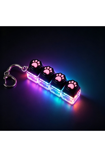 Choice13 Cat Black-1PC LED Keyboard Keychain Clickable Button Fidget Stress R...