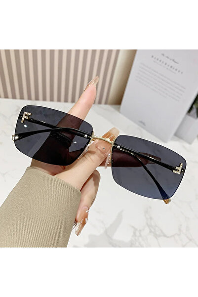 choice2 C1 Black QVQV Rimless Diamond Letters Sunglasses Fashion Square Metal...