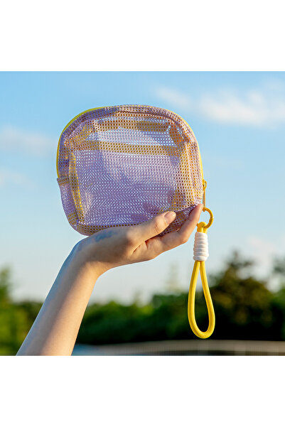 Choice5 Purple-with handle Mesh Pouch Dopamine-Colored Travel Portable Chargi...