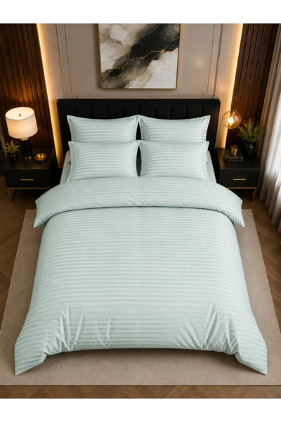 Erays Home Striped Satin Double Duvet Cover Set Diamond Series