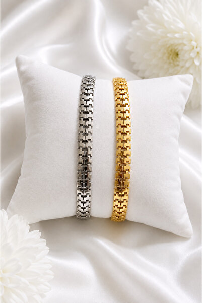ERH Women's Silver and Gold Color Geometric Patterned Bracelet Set |   Stylis...