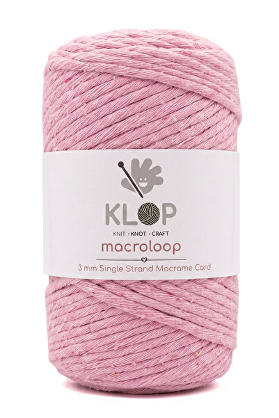 KLOP 3mm Tek Büküm Bohem Dekor İçin Taranabilir Pamuk Makrome İpi 250 Gr Pembe