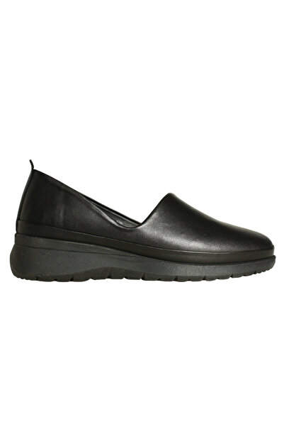 Platin Black Leather Women's Casual Shoes