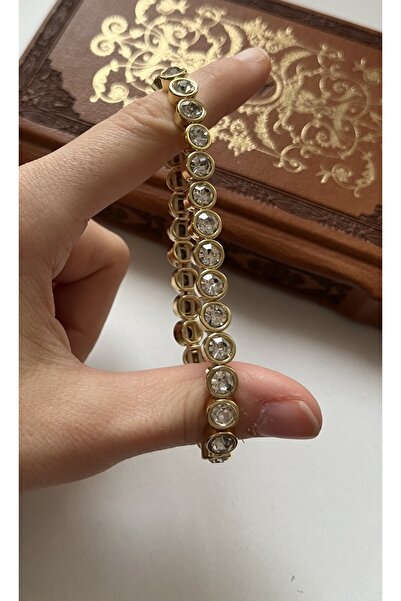 DİBA AVM Bracelet Women's Vip Elastic Stone Tennis Bracelet Round Stone Gold ...