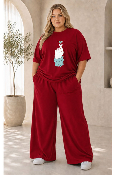classy moda Women's Plus Size Premium Oversize Cotton 2-Piece Tracksuit Set C...