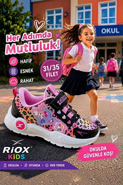 ALTUNTAŞ Girls' Velcro Non-Slip Sole Casual Sports Shoes School Shoes
