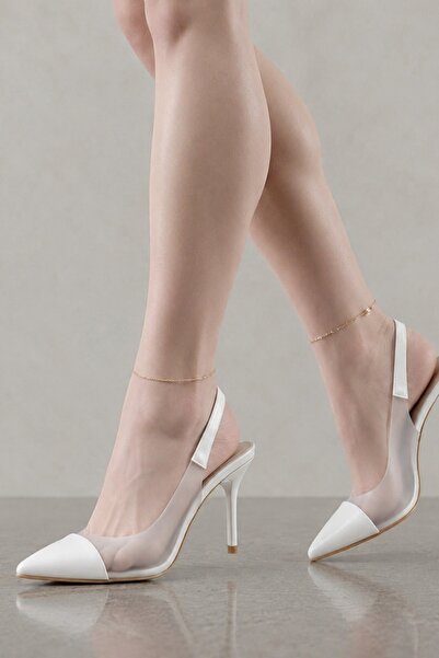 İX Aura Women's Transparent Open Back Pointed Toe Women's Heeled Shoes 9cm