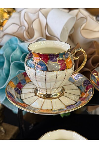 LOKMAN ZÜCCACİYE SHOWROOM 24K Gold Gilded Hand Painted New Model Coffee Cup S...