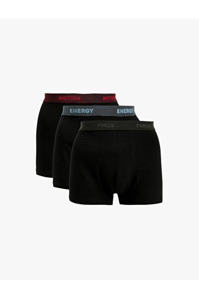 Koton Cotton 3-Piece Boxer Set with Printed Waist Detail