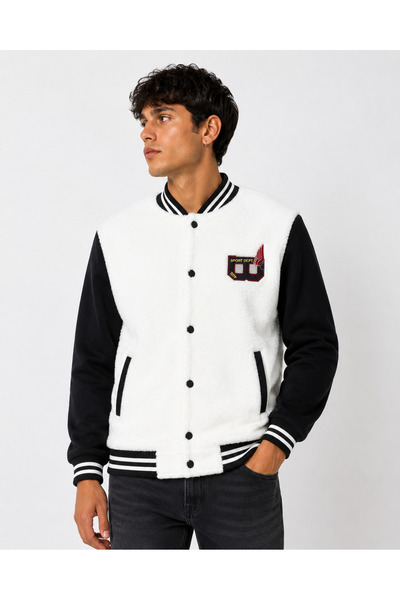 Erkek Peluş Bomber Kolej Ceket
