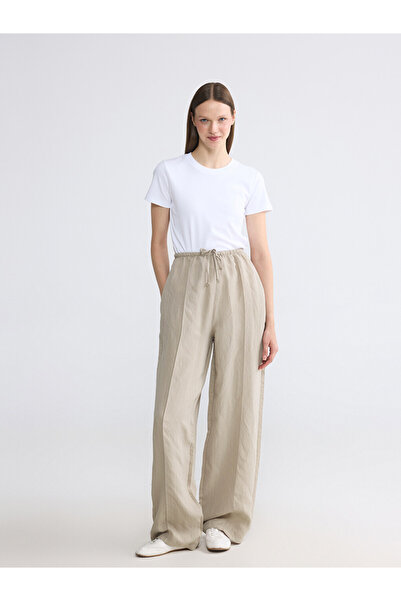LC Waikiki Lcw Modest Beige Women's Modal Blend Pants with Elastic Waist