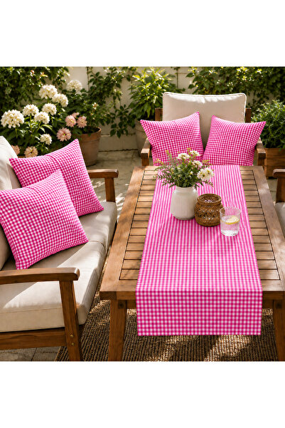 Belomia Home Collection Pötikare Desen 4 Adet Dolgulu Kırlent + 1 Adet Runner...