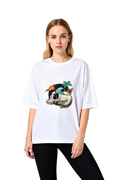 PayBuy Γυναικείο μπλουζάκι Oversize με στάμπα με σημαία φοίνικα και κρανίο, γ...