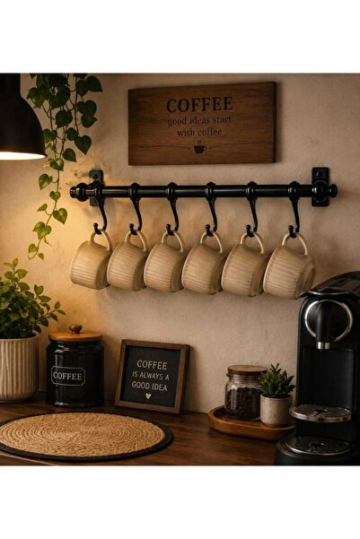 STATİKA HOME 6 Kancalı Dekoratif Fincan Askısı Kupa Askısı & Çok Amaçlı Retro...