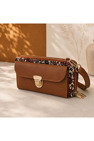 BIJUTERI Cnt-6007 Tan Green Paisley Patterned Tapestry Crossbody Wallet Bag |...