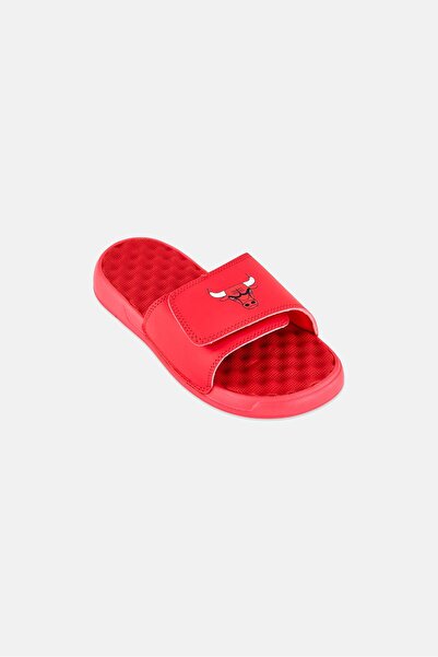 iSlide Kids Boy Chigaco Bulls Primary Logo Slip On Slides, Red