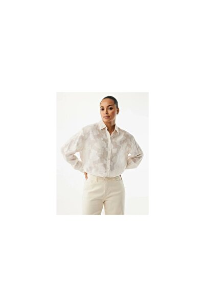 MEXX Μακρυμάνικο Γυναικείο Πουκάμισο Off White