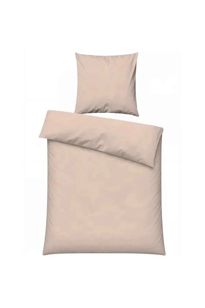 OEM Pillowcase set + pillowcase front, 100% cotton, 135x200 cm + 80x80 cm, beige