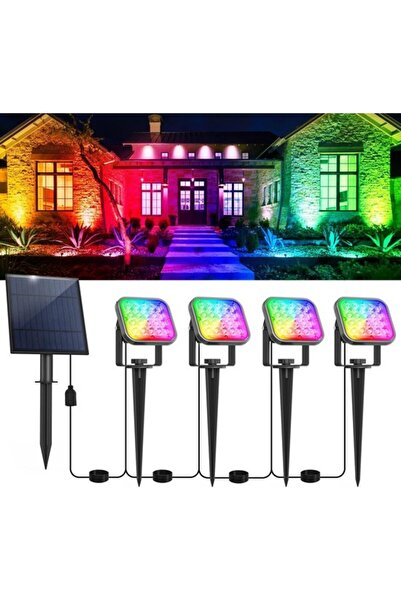 Morvena Picks Spot exterior alimentat cu energie solară, lumină 4 în 1 RGB IP...