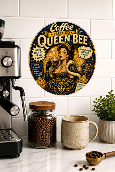 Mayeka Coffee Fueled Queen Bee Ρετρό Γυναικεία Διακόσμηση Τοίχου με Θέμα τον ...