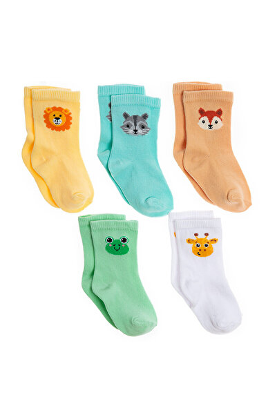 ebebek Hello Baby HelloBaby Erkek Bebek 5li Soket Çorap Hayvan Baskılı