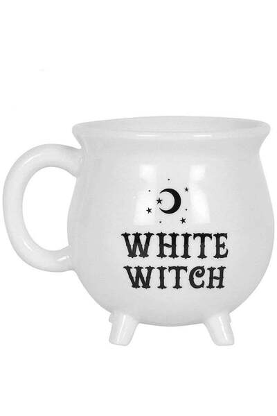 craftmystic White Witch Mug in the Shape of a Magic Cauldron - Engraved with ...