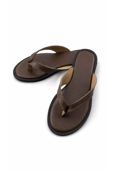 GNY AYAKKABI Gny Brown Women's Simple Design Flip Flops