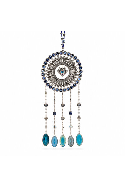 craftmystic Dreamcatcher cu Sodalit, Felii de Agat si Ochi Protector - Clarit...