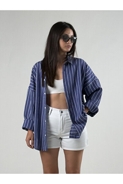 COCOPELLI Striped Blue Women's Shirt Coc3312