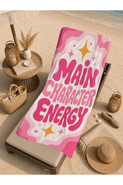 Evmila Pop Art Main Character Energy Patterned 70X150 Beach Towel - Digital P...