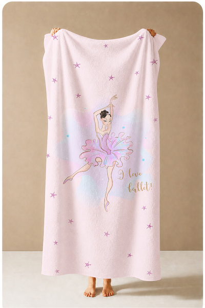 Evmila Fairy Tale Purple Dress Girl Butterfly Star Patterned 70X150 Beach Tow...