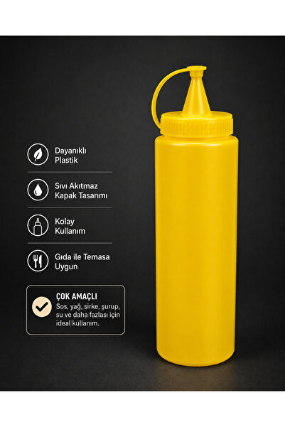 Turkco Multi-Purpose Sauce and Oil Bottle with Leak-Proof Lid Ketchup Oil Vin...