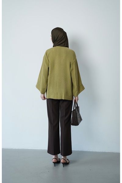 QUWİQ Women's Hijab Jacket with Front Buttons and Double Pocket Detail