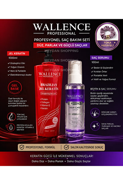 wallence Profesyonel Saç Bakım Seti, Brazilian Jel Keratin 1000ml & Biotin Be...