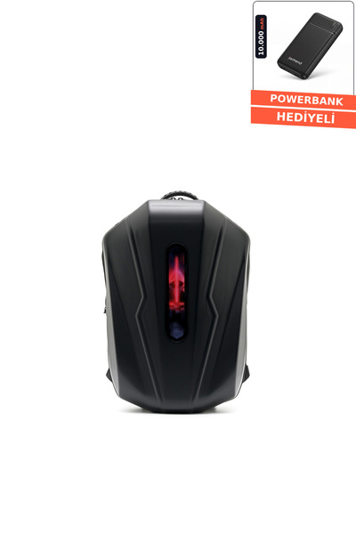 Neon LED Ekranlı Akıllı Sırt Çantası Sert Kabuk Kask Bölmeli Siyah