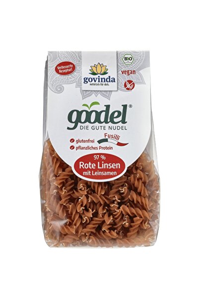Govinda Fusilli din linte roșie, bio, fără gluten, 250g