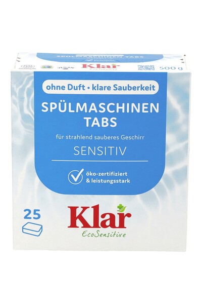 Klar Tablete pentru mașina de spălat vase, sensibile, fără parfum, 500g