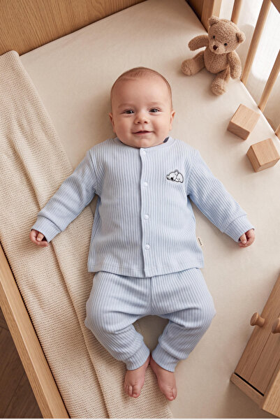 VAUVA Baby Kids Ribbed Cotton 2-Piece Cardigan and Pants Set 3-24 Months