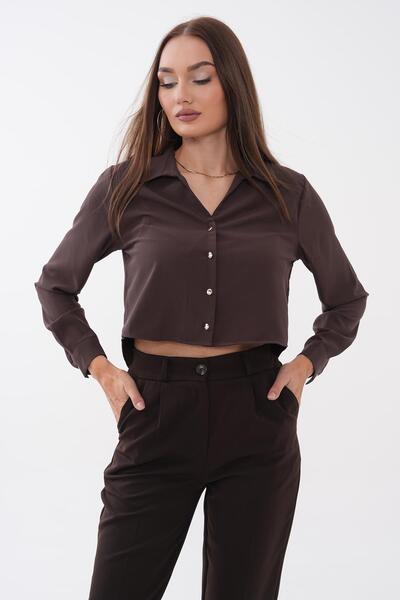 ŞİMAL Дамска къса ежедневна риза с копчета 260489 - 265225