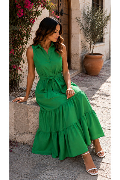 Kokosh moda Bezvremenska elegancija - Duga pletena haljina sa kragnom košulje...