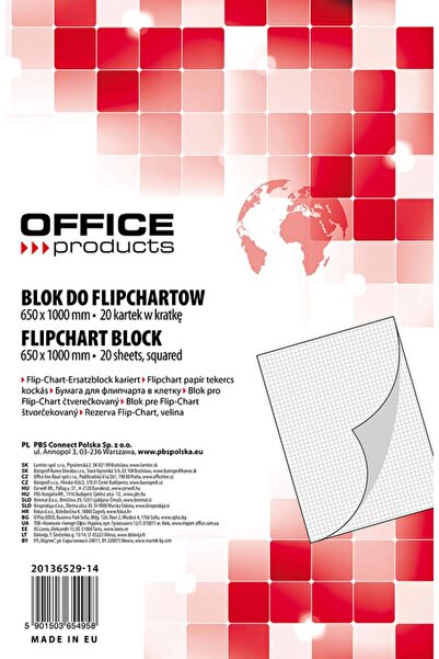 OFFICE products Flipchart Paper Refill, 70G/Mq, 65X100Cm, 20Sheets/Top, - Che...
