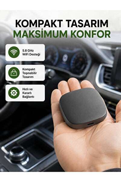 Lisinya Android Auto Kablosuz Dönüştürücü Hızlı Eşleşme ve Sesli Asistan Dest...