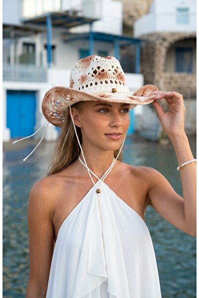 LAGRANZE Western Style Perforated Summer Straw Women's Cowboy Hat