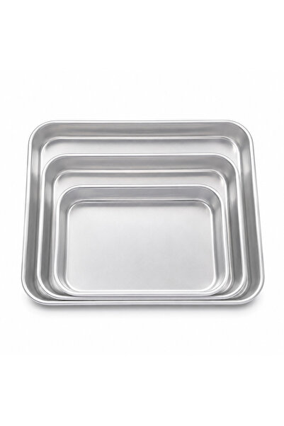 BRANDLESS Tăvi dreptunghiulare din aluminiu, set 3 bucăți, pentru copt și ser...