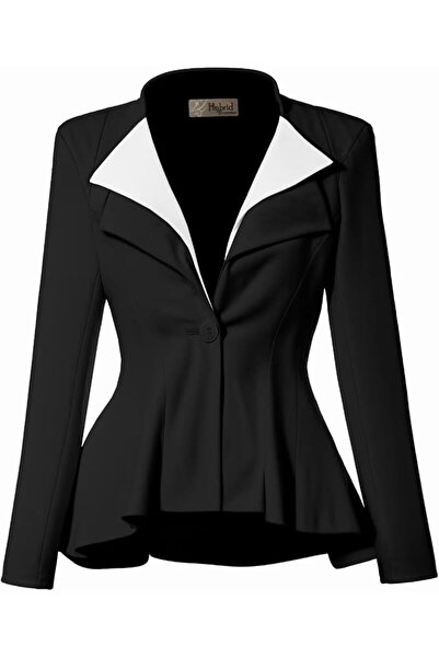 Hybrid & Company Women Double Notch Lapel Sharp Shoulder Pad Office Blazer | ...