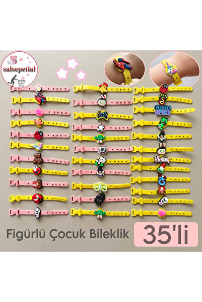 Salsepetial 35'li Sevimli Figürlü Bileklik Hediyelik Çocuk Bileklik Karne Gün...