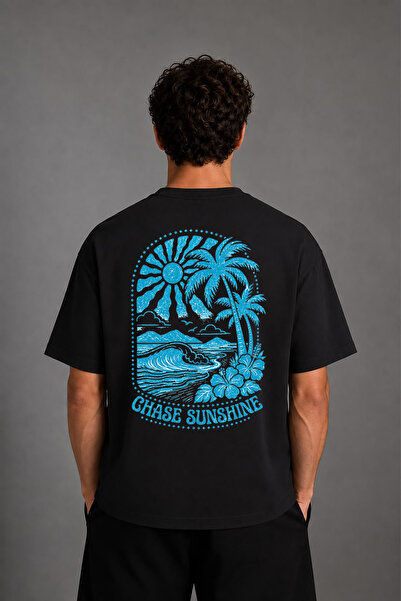 VSRN Μπλουζάκι Chase Sunshine με σχέδιο, μαύρο, oversize, με στάμπα στην πλάτη