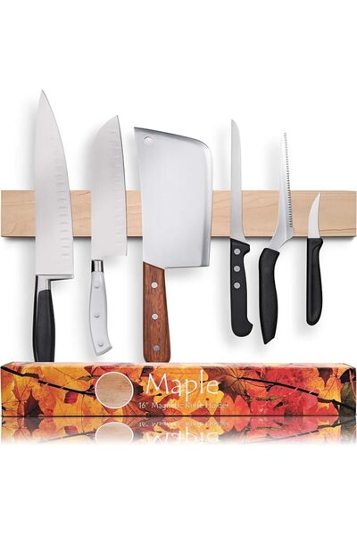 GENERAL Premium 16 Inch Maple Wood Magnetic Knife Holder – Professional Woode...