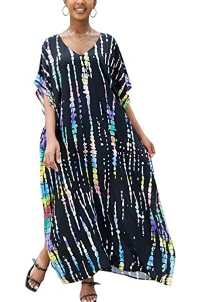 YouKD Summer Cotton Floral Long Kaftan Bohemian Kimono Beach Swimsuit Cover U...