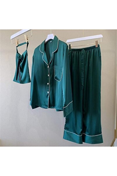 GENERAL Silk Pajama Sets Women Luxury Long Sleeve Pyjamas Sleepwear Oversize ...
